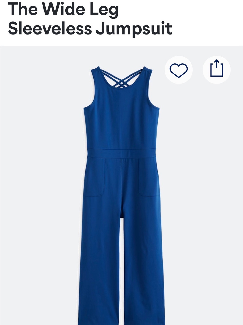Girls' Wide Leg Sleeveless Jumpsuit in Royal Blue